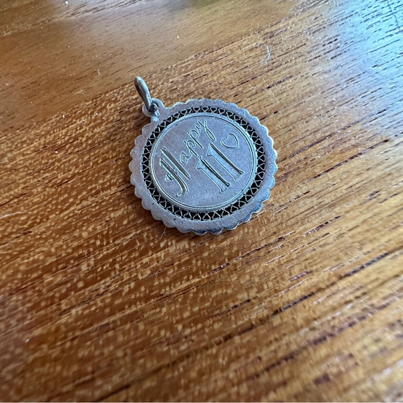 Vintage Sterling Silver Happy 11th Birthday Charm 925 - Picture 2 of 7